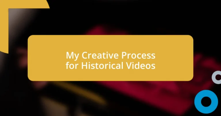 My Creative Process for Historical Videos