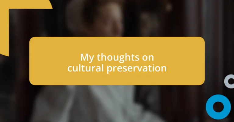 My thoughts on cultural preservation