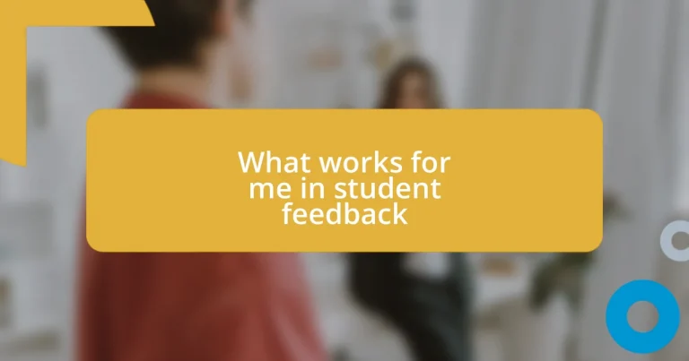 What works for me in student feedback